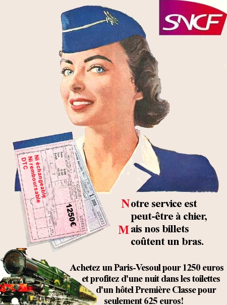 Et sinon j'ai aussi un Outreau - Hénin Beaumont à 536 euros, c'est le tarif réduit SNCF: à nous de vous faire préférer l'avion!
